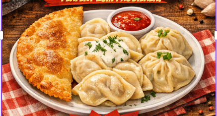 Teigtaschen-Box mit Tscheburek, Wareniki und Pelmeni